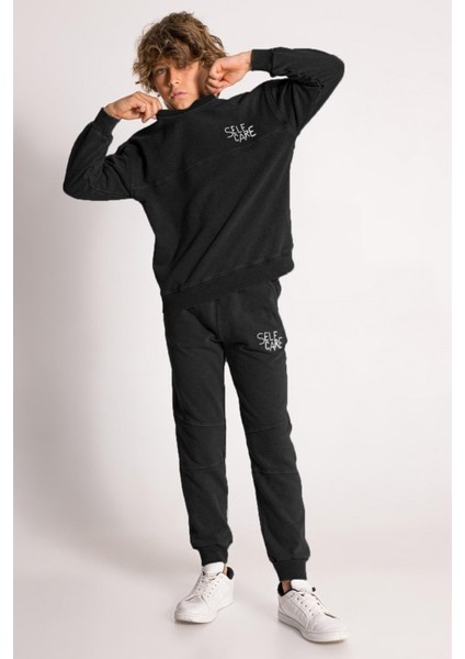 Mojo Erkek Çocuk 7-11 Yaş Işlemeli Eşofman Takımı Siyah