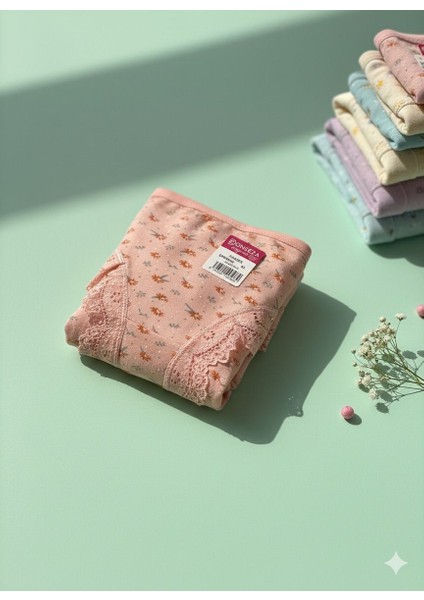 Pastel Turuncu Renk Çiçek Desenli Dantelli Xl Beden Kadın Külot 3 Lü Paket modelleri