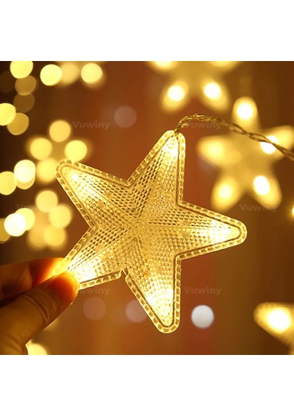 16 Yıldızlı LED Işıklı 8 Modlu Gün Işığı Dekoratif Saçaklı Yıldızlı Perde LED fiyatları