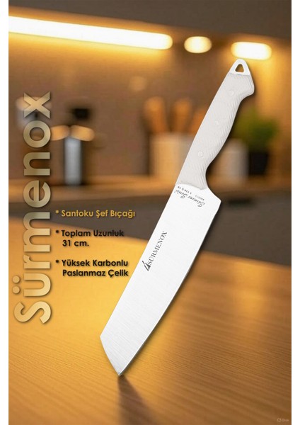 Sürmene Serisi Santoku Mutfak Şef Bıçak Et Ekmek Sebze Salata Şef Bıçağı Beyaz Verzalit Sap HDS-158 fiyatları