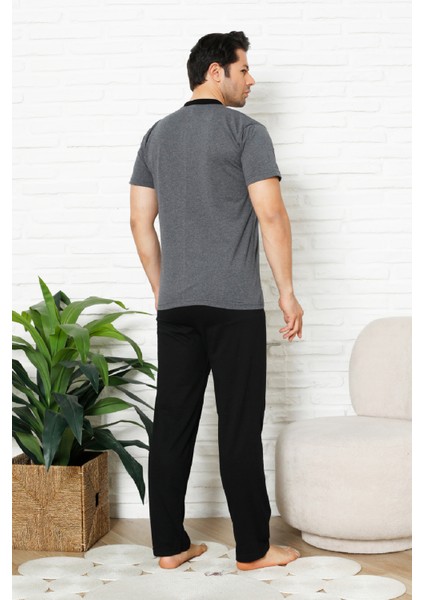 Erkek %100 Pamuklu Pijama Takımı-3 Düğmeli-Yaka Cepli 12384 modelleri