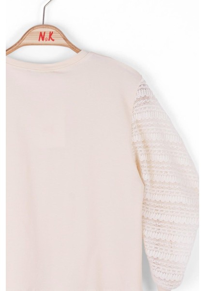 Kız Çocuk Kol Triko Detay Bisiklet Yaka Body 36360 Krem modelleri