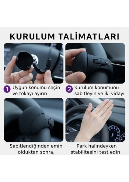 Araç Direksiyon Topuzu 360 Dönebilir, Direksiyon Çizmez, Tüm Araç Direksiyonlarına Uyumlu fırsatları