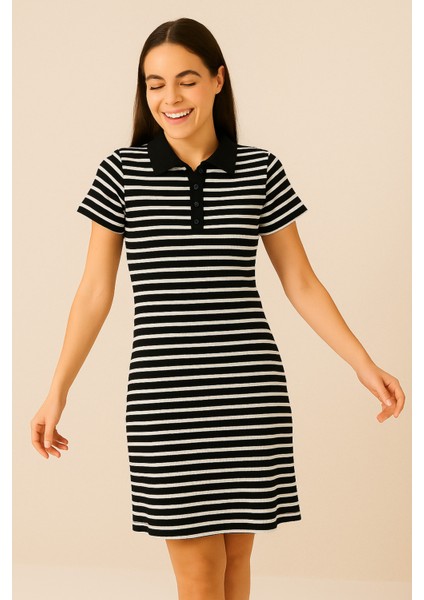 Polo Yaka Fitilli Elbise