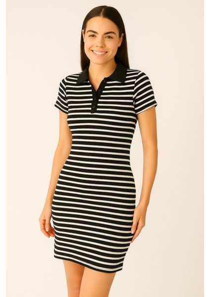 Polo Yaka Fitilli Elbise