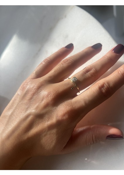 Gümüş Damla Kalp Yüzük