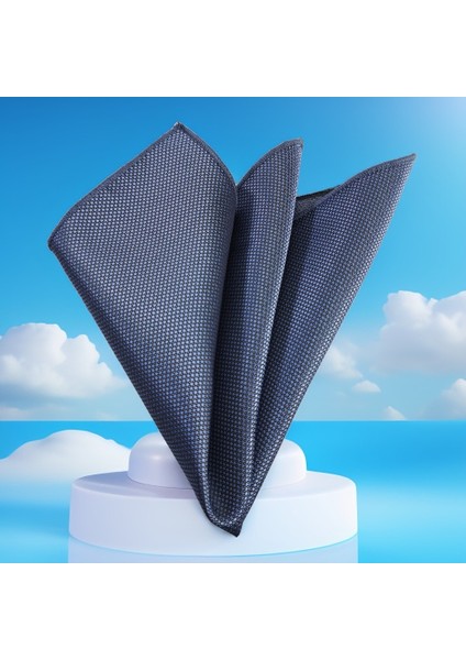 Tatlı Mavi Kuş Gözü Desen Saten Dokuma Cep Aksesuarı Yaka Mendili