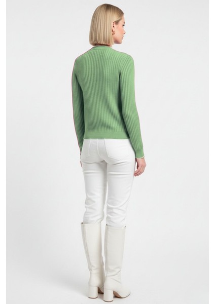 Metal Düğmeli Yuvarlak Yaka Kaşkorse Mint Hırka fırsatları