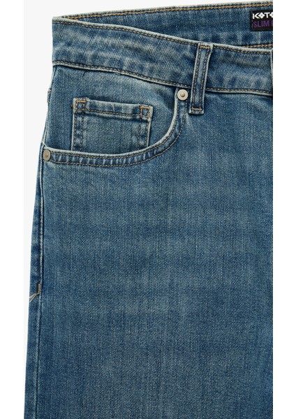 Normal Bel Yıpratmalı Pamuklu Slim Fit Jean Pantolon - Brad Jean modelleri