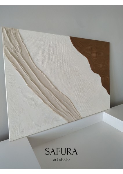 Dokulu Tablo – El Yapımı 3 Boyutlu Alçı Minimalist Dekor, Modern Iskandinav Duvar Sanatı (Akış No:1) fırsatları