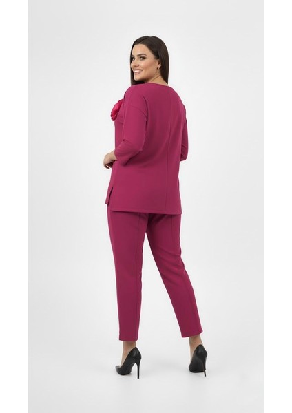 Kadın Büyük Beden Truvakar Kol Çiçek Detaylı Iki Iplik Eşofman Takımı 8224-26 modelleri