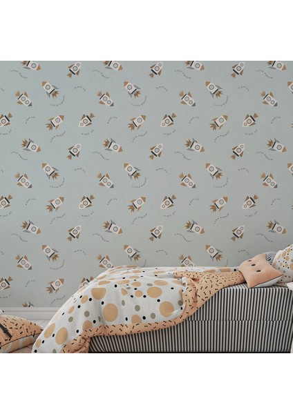 Uzay Temalı Çocuk Odası Duvar Kağıdı -Isı ve Ses Yalıtımı Yırtılmaz fiyatları