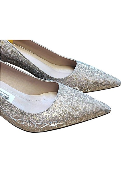 Yeni Yapı 5 cm Kadeh Topuklu Sim Yapılı Bayan Stiletto Abiye Ayakkabı fırsatları