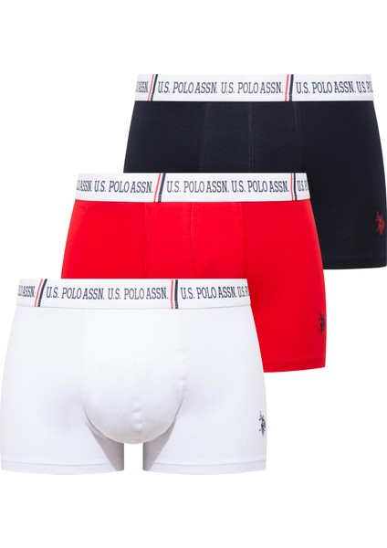 80651 Kırmızı - Lacivert - Beyaz 3 Lü Boxer