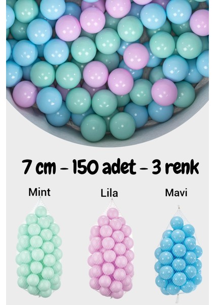 7 cm Top Havuzu Topu 150 Adet Mint, Pembe, Mavi