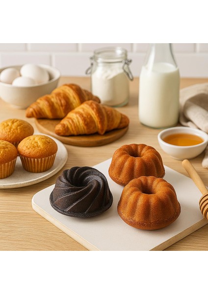 2 Li Granıt Dokum Mını Ruzgar Gulu Desenli Kek KALIBI-110 mm