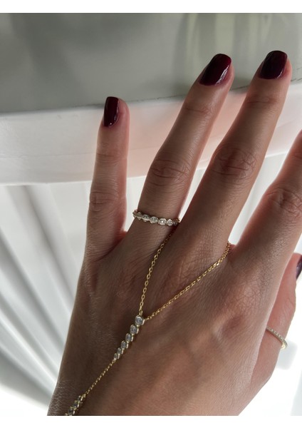 Beyaz Mineli Gümüş Tamtur Yüzük