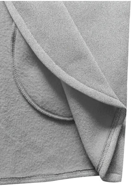 Gri Kadın 3 Iplik Şardonlu Kapüşonlu Ceket – Asimetrik Fermuarlı Oversize fırsatları