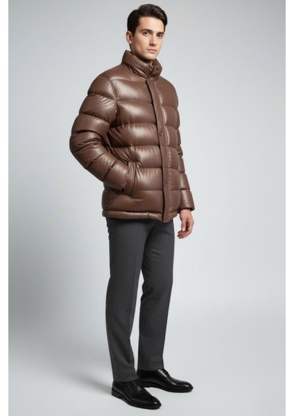 Clous Kahve Erkek Hakiki Deri Şişme Kaban fiyatları