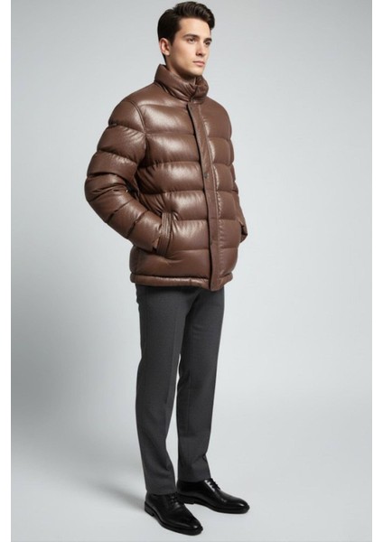 Clous Kahve Erkek Hakiki Deri Şişme Kaban fırsatları