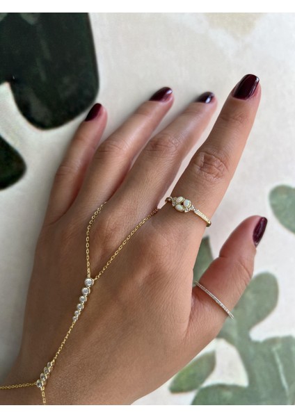 Üçlü Opal Taşlı Gümüş Yüzük