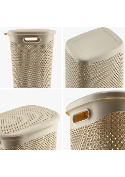 Krem Rengi Hasır Görünümlü Çamaşır Sepeti – Doğal ve Şık Tasarım fiyatları