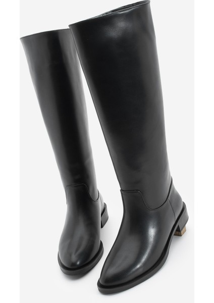 Kadın Fermuarsız Günlük Çizme Meloya Siyah