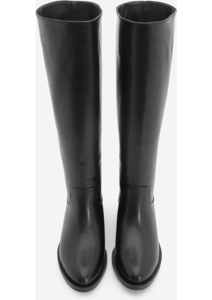 Kadın Fermuarsız Günlük Çizme Meloya Siyah