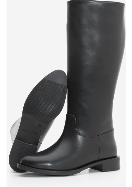 Kadın Fermuarsız Günlük Çizme Meloya Siyah