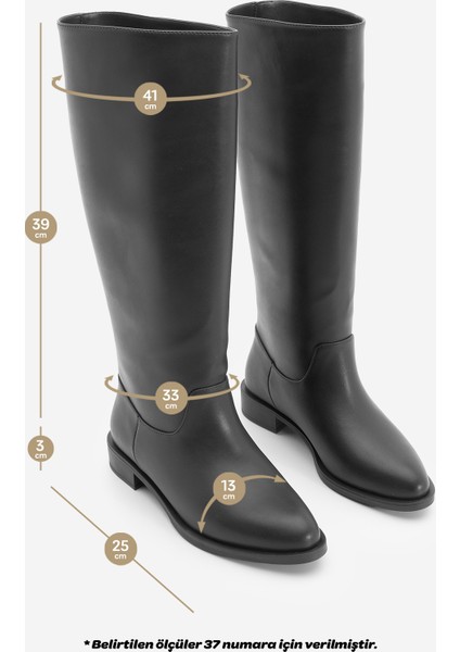 Kadın Fermuarsız Günlük Çizme Meloya Siyah