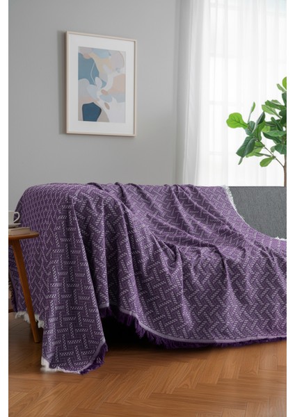 Pamuklu Dokulu Koltuk Şalı 170X220 cm – Saçaklı Tv Battaniyesi & Dekoratif Koltuk Örtüsü