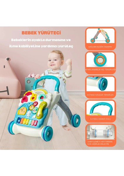 Sesli Işıklı Piyanolu Yürüteç Aktivite Oyun Masası 4 In 1 modelleri