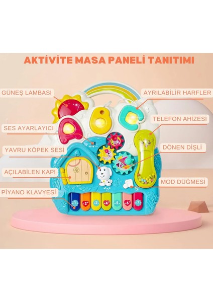 Sesli Işıklı Piyanolu Yürüteç Aktivite Oyun Masası 4 In 1