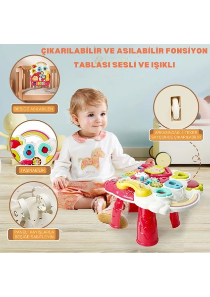 Sesli Işıklı Piyanolu Yürüteç Aktivite Oyun Masası 4 In 1