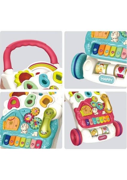 Sesli Işıklı Piyanolu Yürüteç Aktivite Oyun Masası 4 In 1