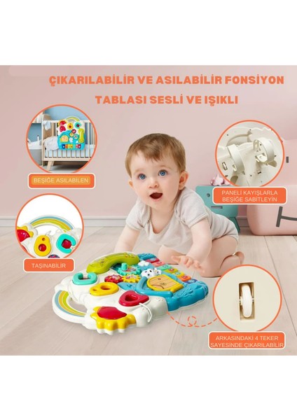 Sesli Işıklı Piyanolu Yürüteç Aktivite Oyun Masası 4 In 1