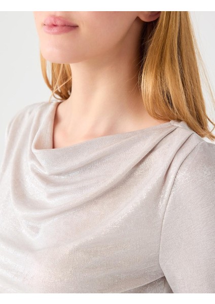 Grı Dökümlü Yaka Uzun Kollu Örme Bluz indirimleri