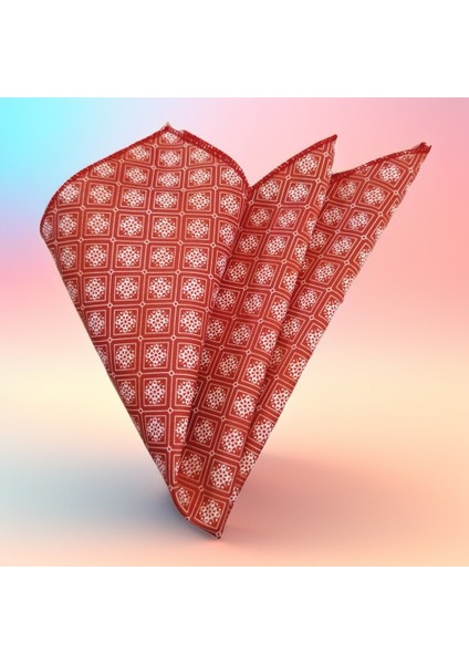 Bordo Üzeri Beyaz Denizci Baskılı Pes Cep Aksesuarı Yaka Mendili