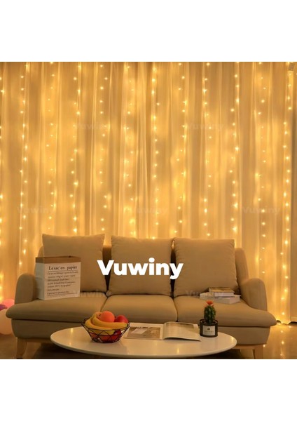 USB Kumandalı Perde Asma Aparatlı Dekoratif 8 Modlu Günışığı Peri LED (3x2 Metre)