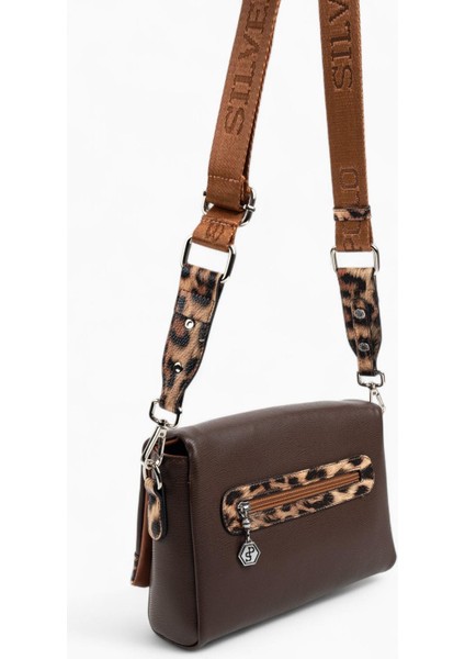 SP1257 Kadın Çapraz Çanta Düz Kahve-Leopar Taba fırsatları