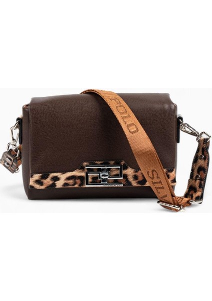 SP1257 Kadın Çapraz Çanta Düz Kahve-Leopar Taba indirimleri