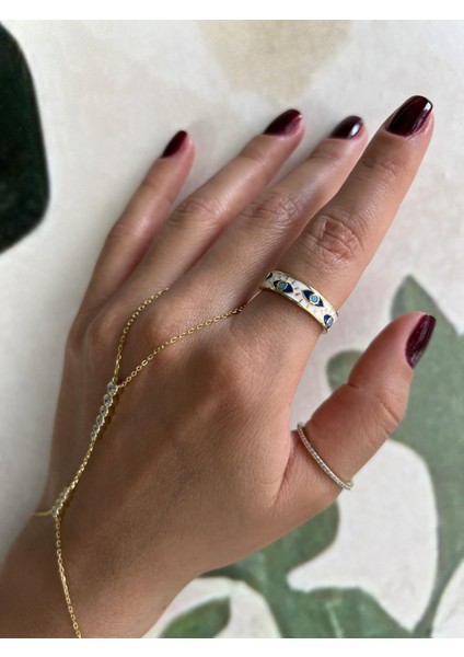 Mineli Gümüş Göz Yüzük