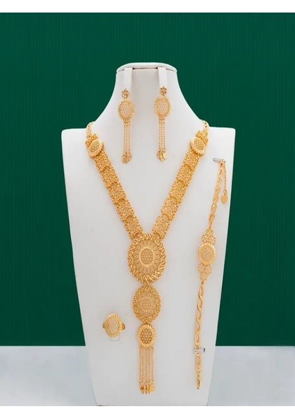 Göz Alıcı Altın Rengi Etnik Takı Seti-Düğün, Kına Takı Seti