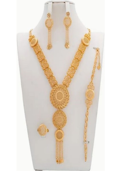Göz Alıcı Altın Rengi Etnik Takı Seti-Düğün, Kına Takı Seti fiyatları