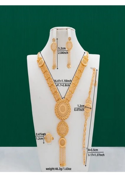 Göz Alıcı Altın Rengi Etnik Takı Seti-Düğün, Kına Takı Seti