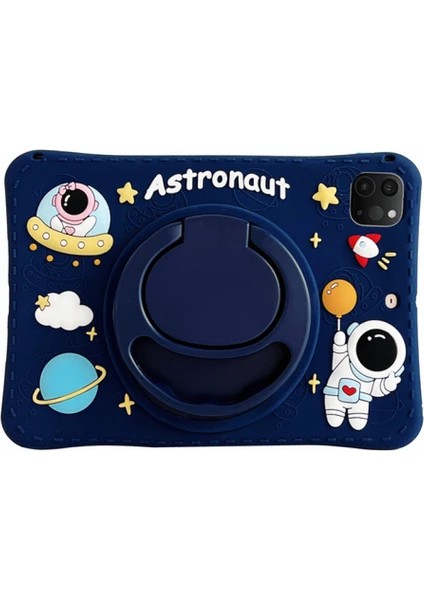 Apple iPad Pro 11 2. Nesil (2020) Standlı ve Boyun Askılı Astronot Astrobuddy Çocuk Tablet Kılıf A2230 A2068 A2228