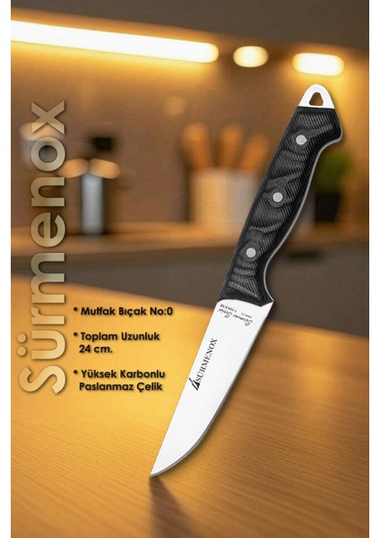 Sürmene Serisi Mutfak Bıçak Seti Et Ekmek Sebze Bıçağı 3 Lü Siyah Verzalit Sap HDS-148 fırsatları