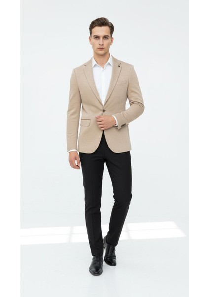 Bej Erkek Italyan Kesim Blazer Ceket – Kol Yamali, Slim Fit, Şık ve Modern Tasarım modelleri