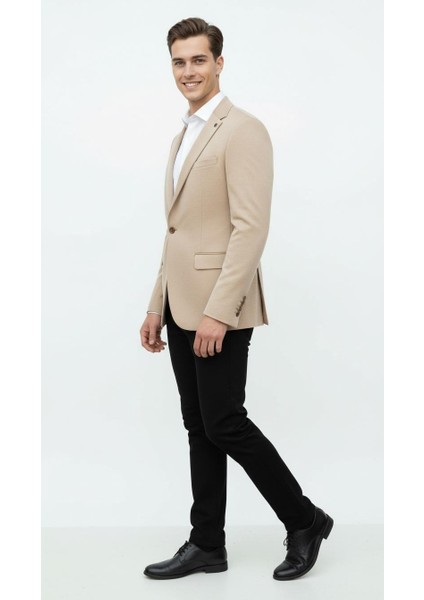 Bej Erkek Italyan Kesim Blazer Ceket – Kol Yamali, Slim Fit, Şık ve Modern Tasarım fırsatları