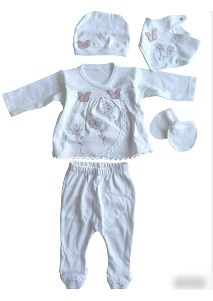 Laura Baby Kelebekli Kız Bebek 5 Li Hastane Çıkışı Seti modelleri